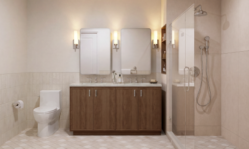 rendering of bathroom with double vanity