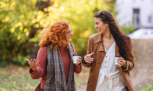 two women talking