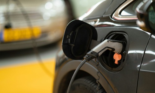 an ev car being charged