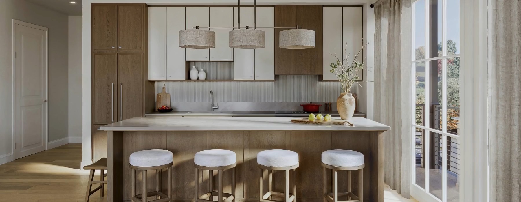 kitchen with island and seating